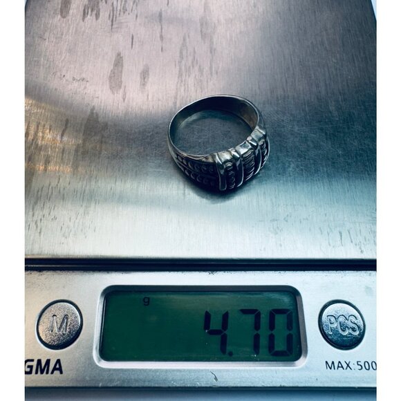 Estate Sterling Silver 925 Wide Band Ring, Bold Textured Design, Size 8.5, 4.7g - Picture 10 of 11